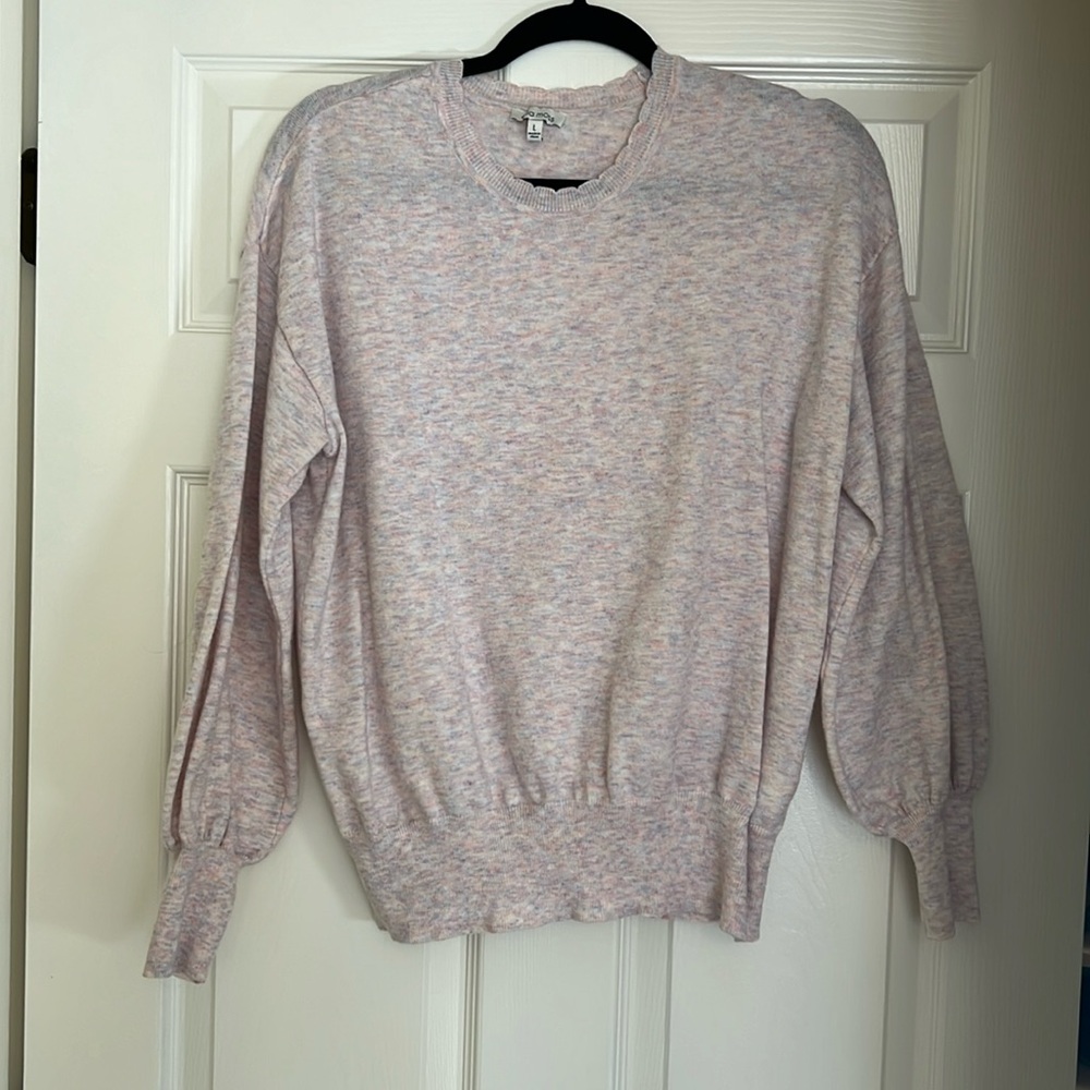 Ella Moss size large pullover sweater.  Pink and purple colors.